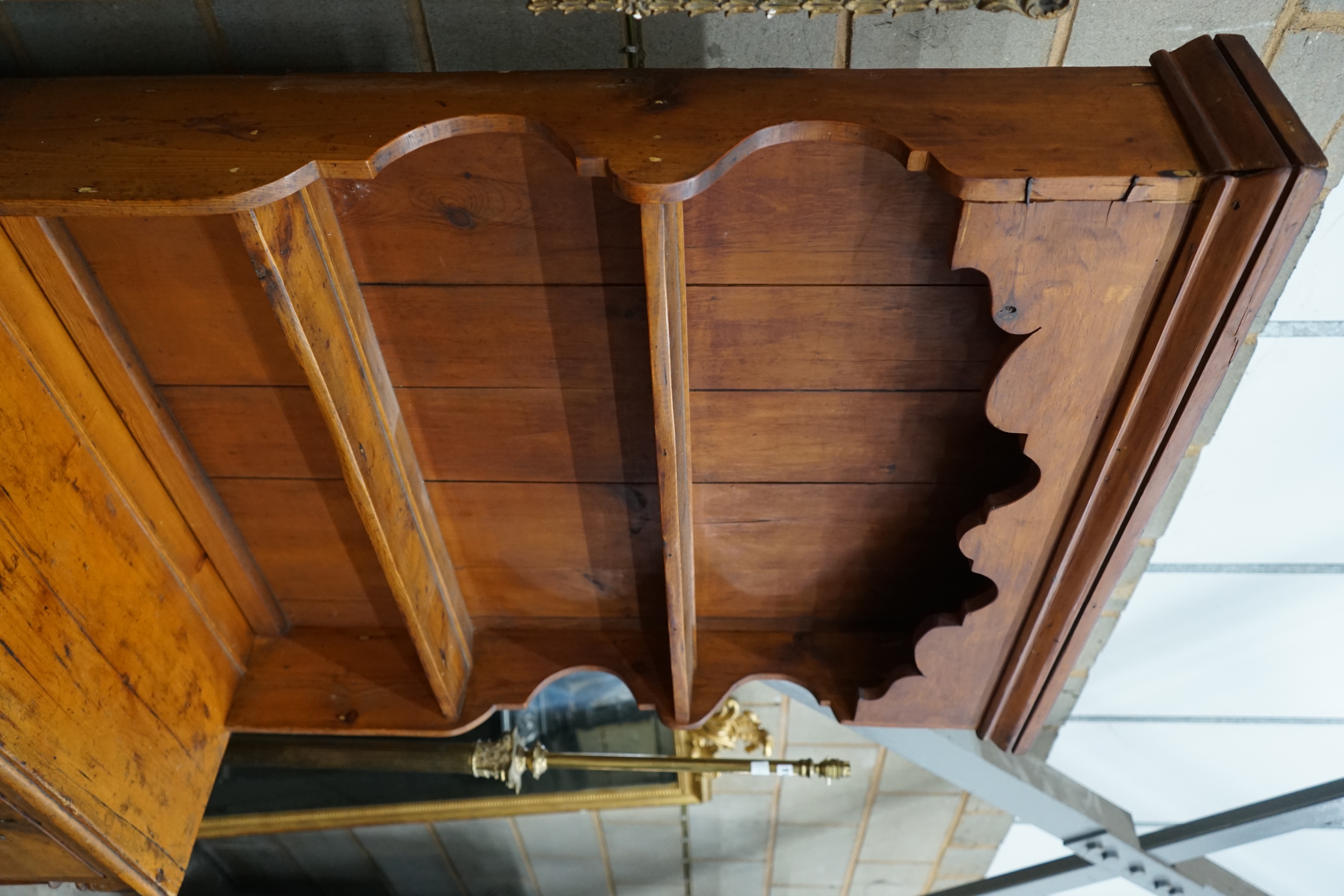 A small Victorian pine dresser, width 95cm depth 41cm height 193cm